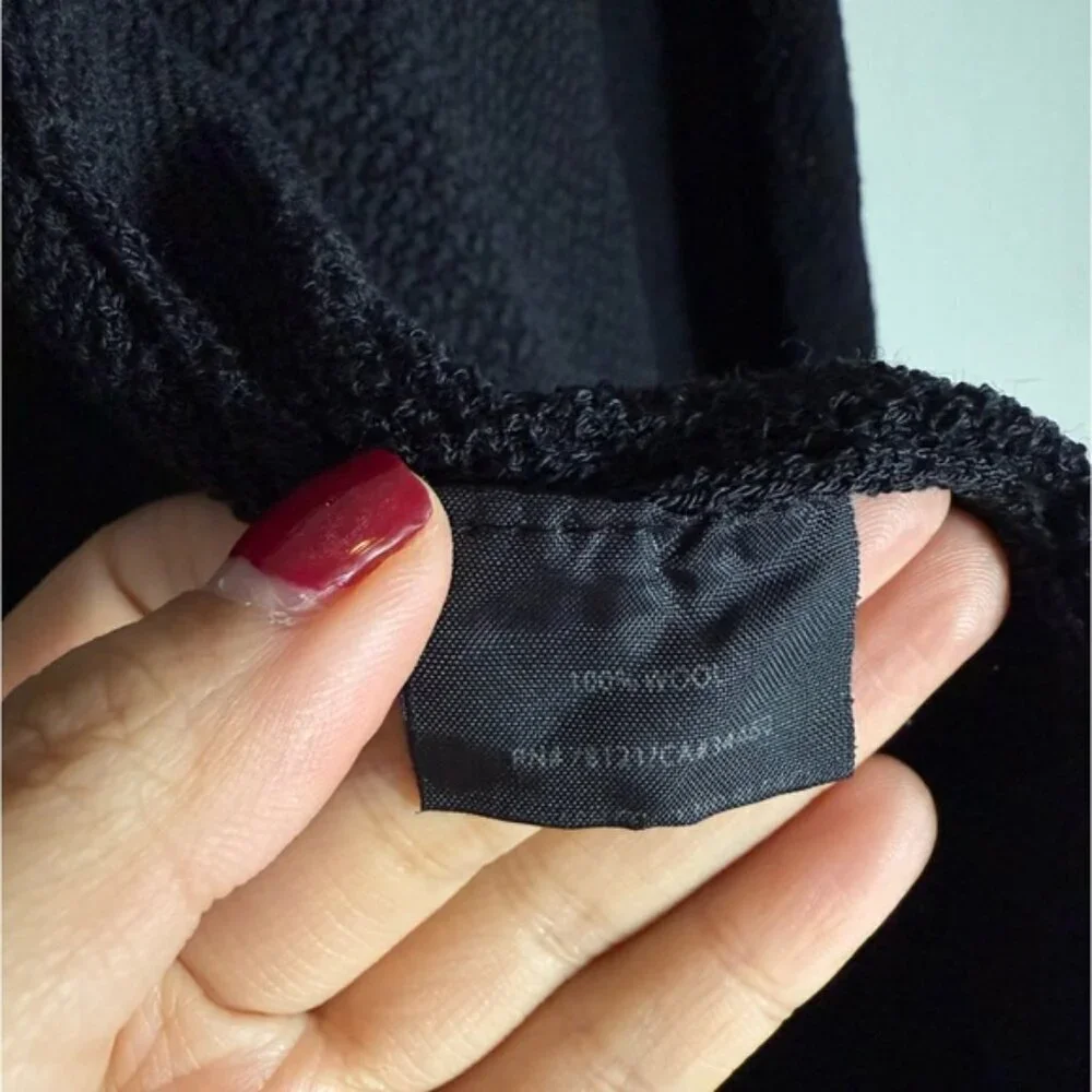 Eileen Fisher Black Open Front Italian Yarn Wool Cardigan size M